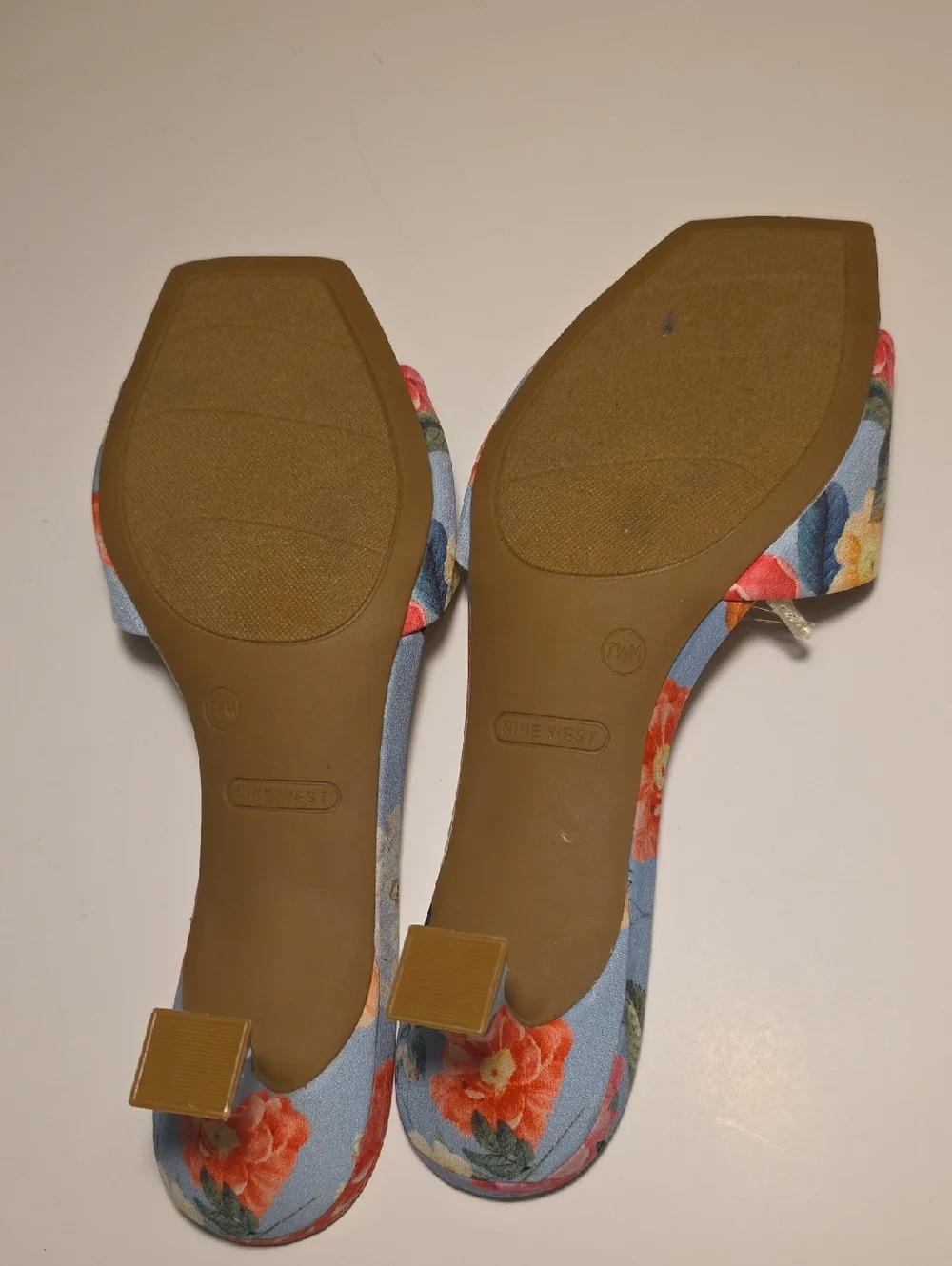 Nine West Floral Mules Slide On Shoes Multicolor Kitten Heel Women 7.5 - Picture 4 of 4